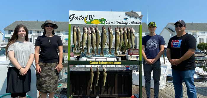 walleye caught during family fishing charter Lake Erie